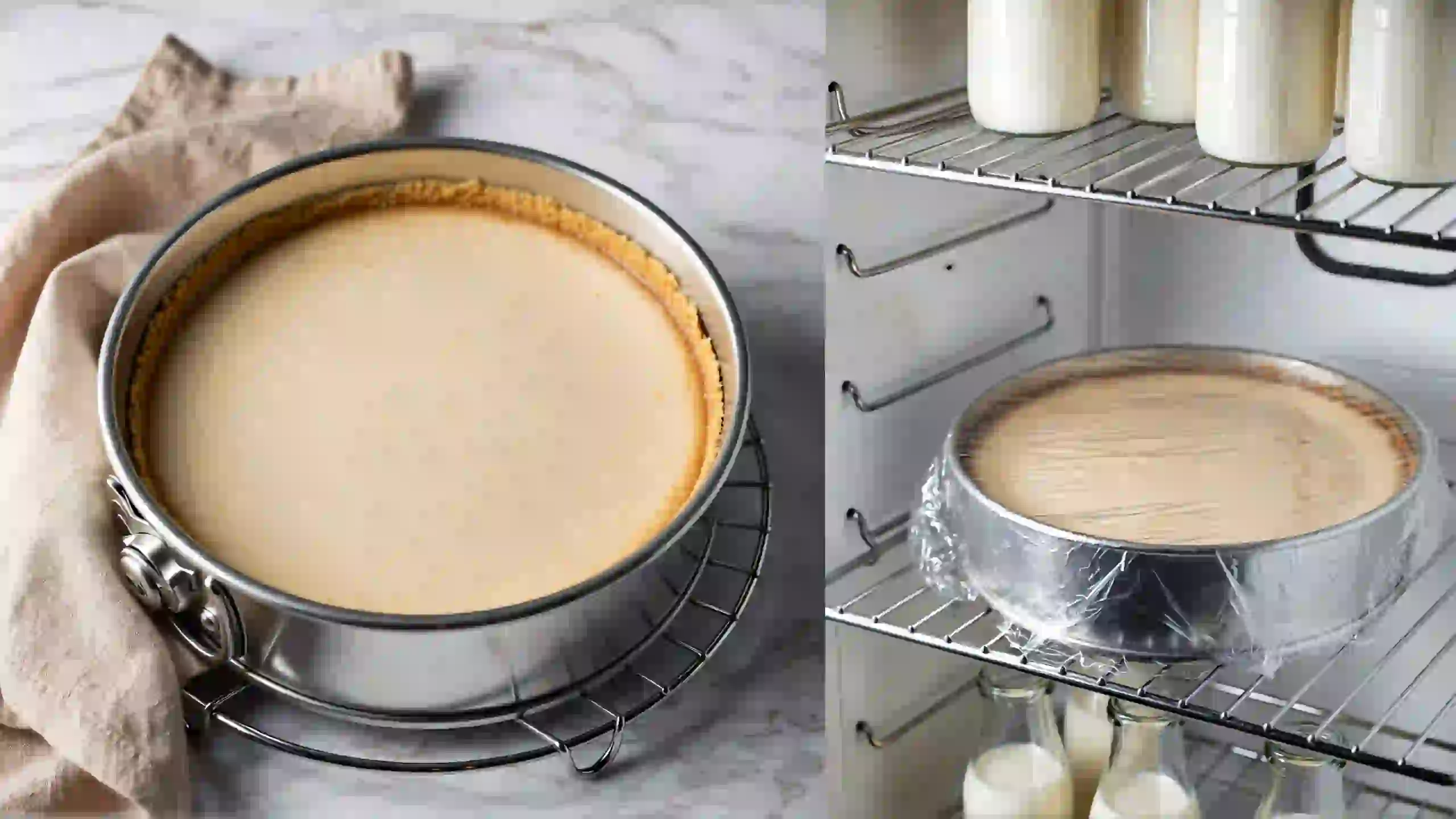 Cheesecake cooling after baking